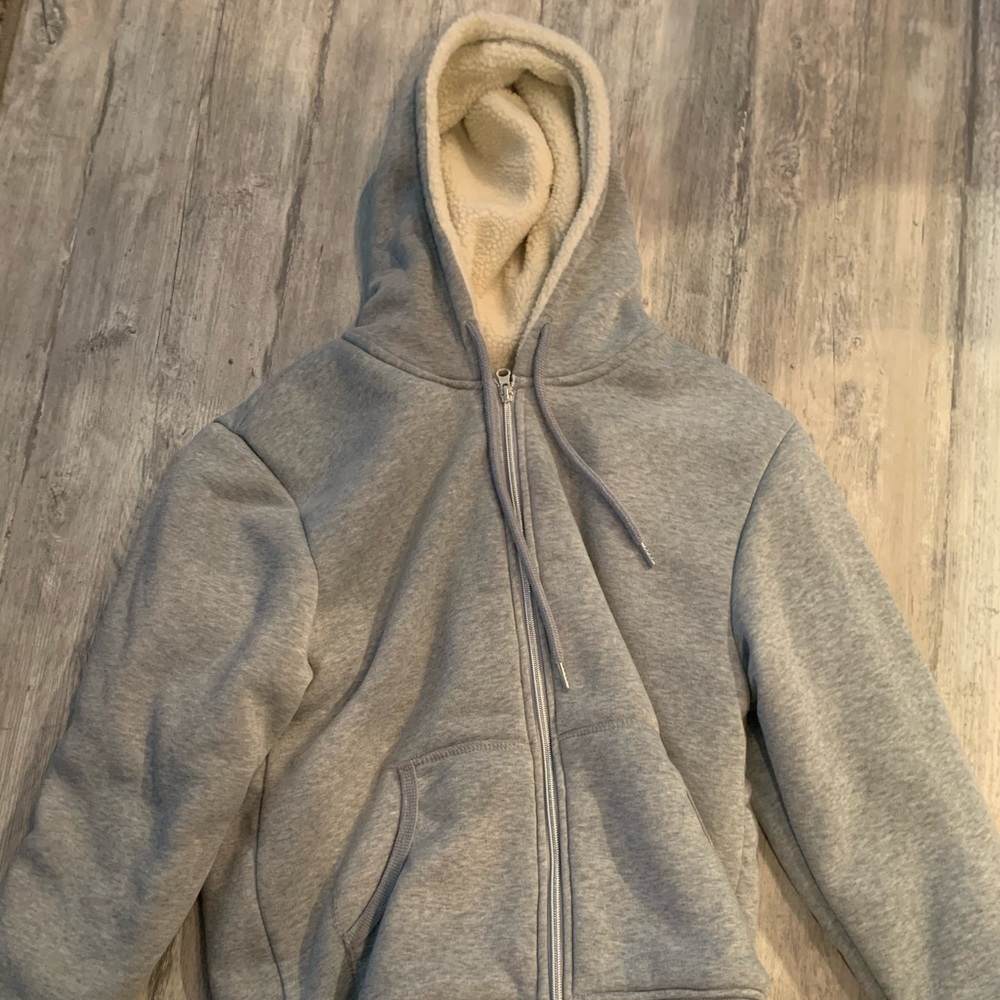 Grey zip up hoodie never worn